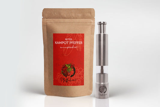 Mühlen-Set mit rotem  Kampot Pfeffer